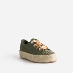 Tennis Kaki En Toile Brodée Dentelle éco-conçue -Univers Chaussure Magasin WWWERM 10384330219 1