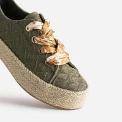 Tennis Kaki En Toile Brodée Dentelle éco-conçue -Univers Chaussure Magasin WWWERM 10384330219 5