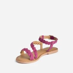 Sandale Rose En Cuir Velours à Brides Entrelacées 10 Sandale Rose En Cuir Velours à Brides Entrelacées -Univers Chaussure Magasin WWWERM 10385760093 2