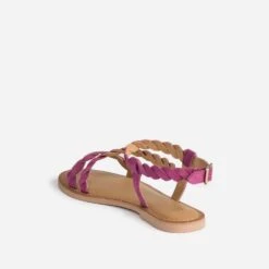 Sandale Rose En Cuir Velours à Brides Entrelacées 11 Sandale Rose En Cuir Velours à Brides Entrelacées -Univers Chaussure Magasin WWWERM 10385760093 3