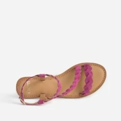 Sandale Rose En Cuir Velours à Brides Entrelacées 12 Sandale Rose En Cuir Velours à Brides Entrelacées -Univers Chaussure Magasin WWWERM 10385760093 4