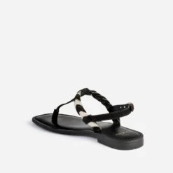 Sandale-tong TEXTO Noir En Cuir Velours Tressé Or -Univers Chaussure Magasin WWWERM 10385760107 3