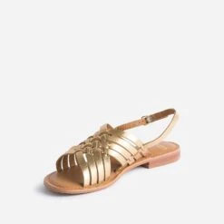 Sandale Dorée En Cuir Tressé -Univers Chaussure Magasin WWWERM 10385760114 2