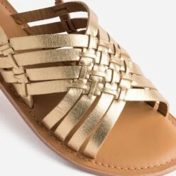 Sandale Dorée En Cuir Tressé -Univers Chaussure Magasin WWWERM 10385760114 5