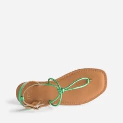 Sandale-tong TEXTO Verte En Cuir Métallisé -Univers Chaussure Magasin WWWERM 10385760123 4
