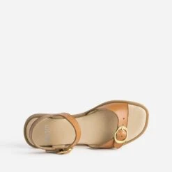 Sandale Camel En Cuir -Univers Chaussure Magasin WWWERM 10385760165 4