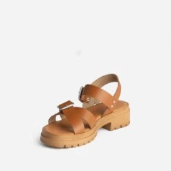 Sandale TEXTO Camel En Cuir à Semelle Crantée -Univers Chaussure Magasin WWWERM 10385760177 2