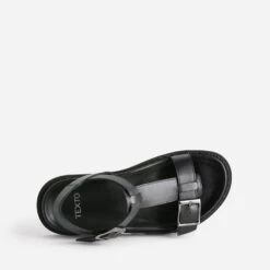 Sandale TEXTO Noire En Cuir à Semelle Crantée -Univers Chaussure Magasin WWWERM 10385760231 4