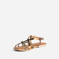 Sandale Verte Et Bronze En Cuir -Univers Chaussure Magasin WWWERM 10385760233 2