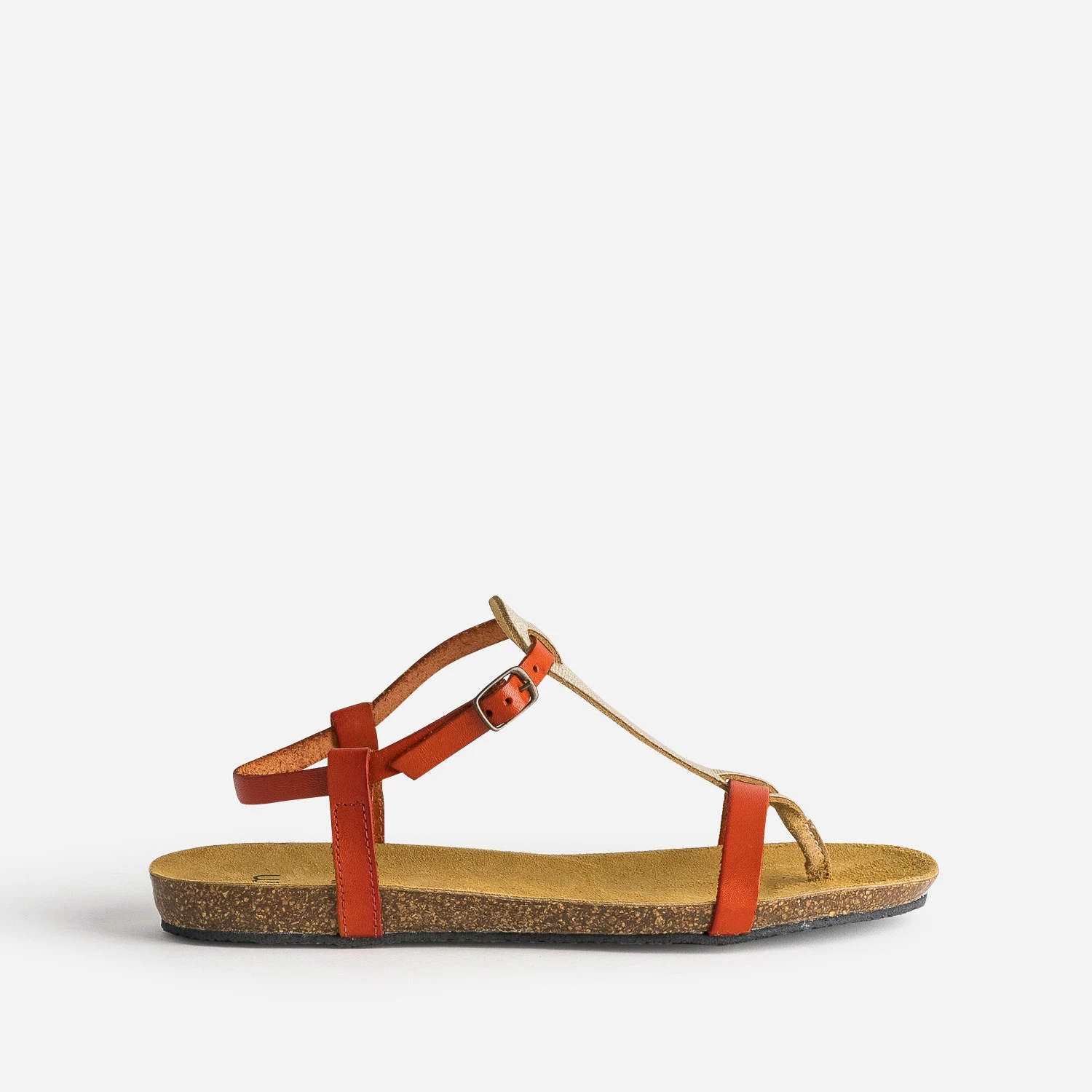 Sandale-tong Anatomique Rouge Et Doré En Cuir 3 Sandale-tong Anatomique Rouge Et Doré En Cuir