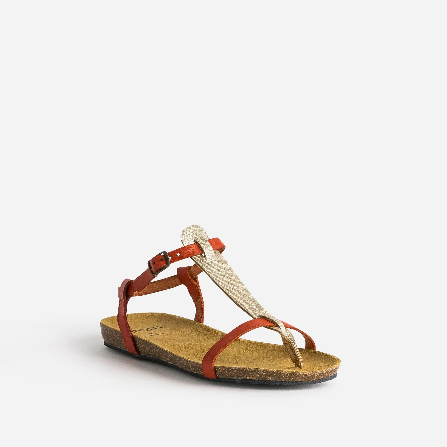 Sandale-tong Anatomique Rouge Et Doré En Cuir 4 Sandale-tong Anatomique Rouge Et Doré En Cuir – Image 2