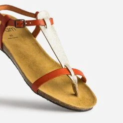 Sandale-tong Anatomique Rouge Et Doré En Cuir 13 Sandale-tong Anatomique Rouge Et Doré En Cuir -Univers Chaussure Magasin WWWERM 10385760353 5