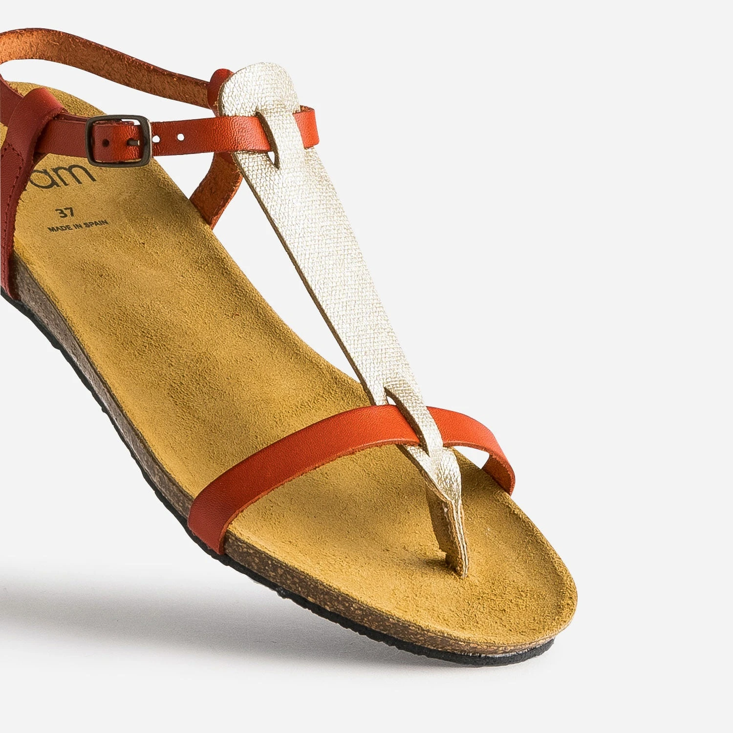 Sandale-tong Anatomique Rouge Et Doré En Cuir 8 Sandale-tong Anatomique Rouge Et Doré En Cuir – Image 6