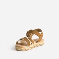 Sandale Compensée TEXTO Marron Cuir Velours -Univers Chaussure Magasin WWWERM 10385760393 2