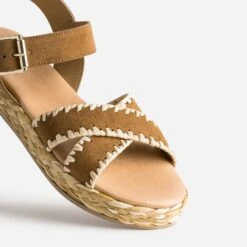 Sandale Compensée TEXTO Marron Cuir Velours -Univers Chaussure Magasin WWWERM 10385760393 5