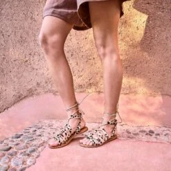 Sandale Plate TEXTO Cuir à Motifs Léopard -Univers Chaussure Magasin WWWERM 10385760423 8