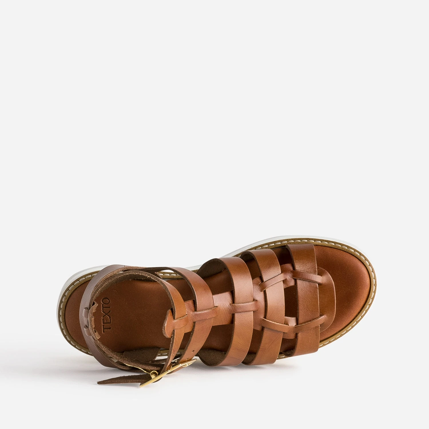 Sandale-spartiate TEXTO Cognac En Cuir 7 Sandale-spartiate TEXTO Cognac En Cuir – Image 5