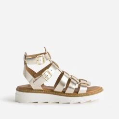 Sandale-spartiate TEXTO Dorée En Cuir