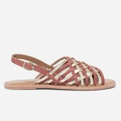 Sandale TEXTO Terracotta Et Dorée En Cuir