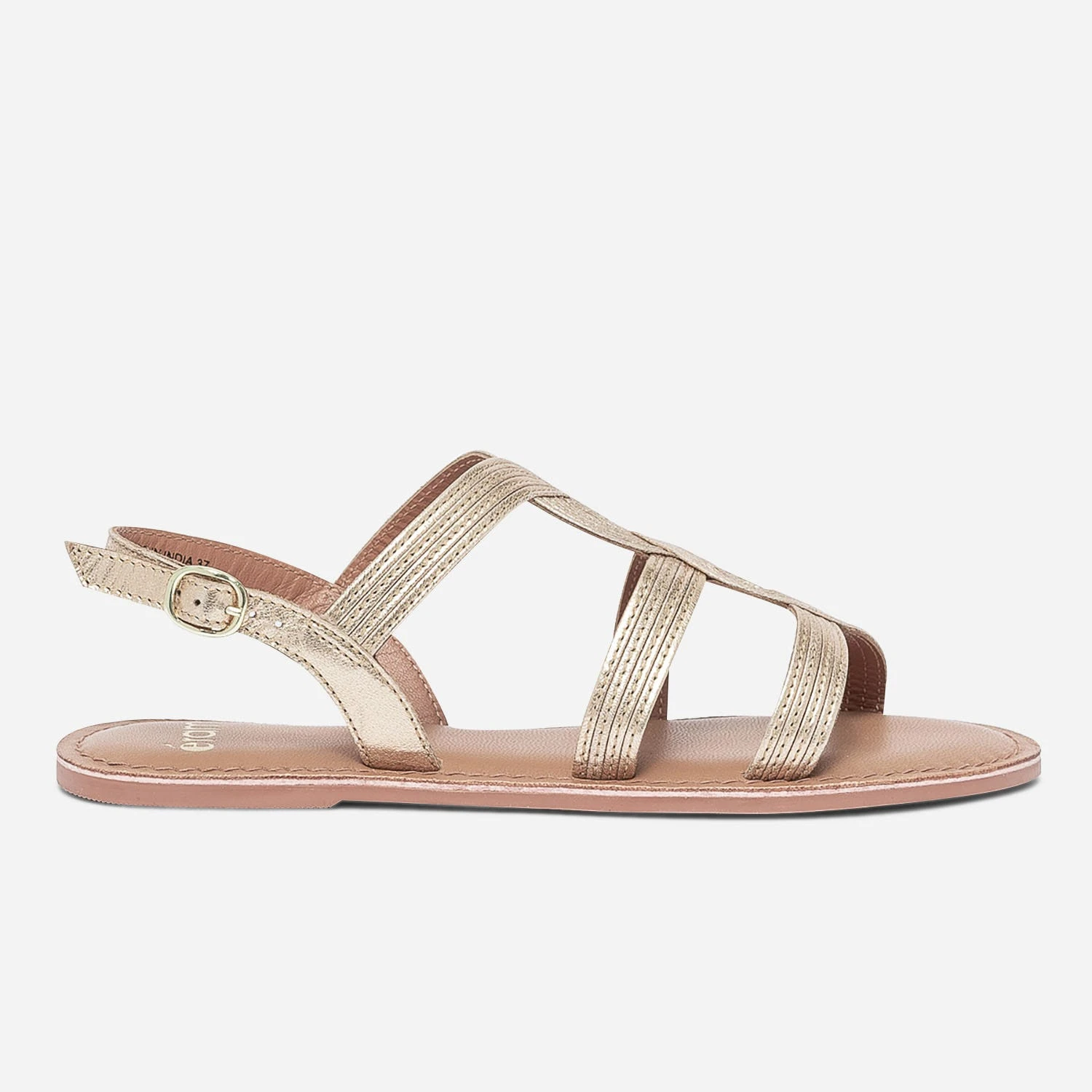 Sandale Dorée En Cuir Avec Entrelacs 3 Sandale Dorée En Cuir Avec Entrelacs