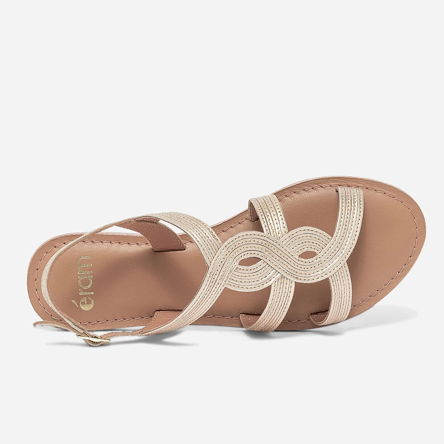 Sandale Dorée En Cuir Avec Entrelacs 6 Sandale Dorée En Cuir Avec Entrelacs – Image 4