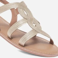 Sandale Dorée En Cuir Avec Entrelacs 11 Sandale Dorée En Cuir Avec Entrelacs -Univers Chaussure Magasin WWWERM 10385760609 4