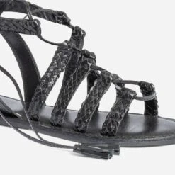 Sandale-spartiate Noire En Cuir Tressé -Univers Chaussure Magasin WWWERM 10385760756 4