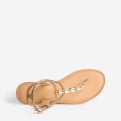 Sandale-tong TEXTO Marron En Cuir Velours à Coquillages 11 Sandale-tong TEXTO Marron En Cuir Velours à Coquillages -Univers Chaussure Magasin WWWERM 10385760948 4