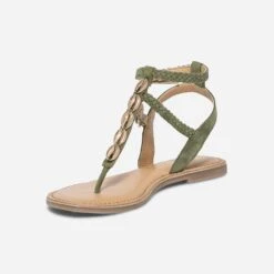 Sandale-tong TEXTO Kaki En Cuir Velours Avec Coquillages 11 Sandale-tong TEXTO Kaki En Cuir Velours Avec Coquillages -Univers Chaussure Magasin WWWERM 10385760949 2