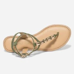 Sandale-tong TEXTO Kaki En Cuir Velours Avec Coquillages 12 Sandale-tong TEXTO Kaki En Cuir Velours Avec Coquillages -Univers Chaussure Magasin WWWERM 10385760949 3