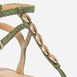 Sandale-tong TEXTO Kaki En Cuir Velours Avec Coquillages 13 Sandale-tong TEXTO Kaki En Cuir Velours Avec Coquillages -Univers Chaussure Magasin WWWERM 10385760949 4