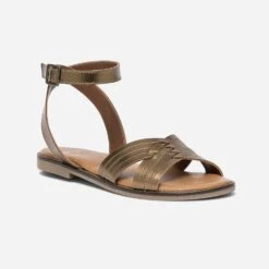 Sandale Bronze En Cuir à Brides Croisées -Univers Chaussure Magasin WWWERM 10385761281 1