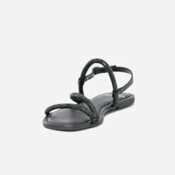 Sandale TEXTO Noire En Cuir à Brides Strassées -Univers Chaussure Magasin WWWERM 10385761300 2