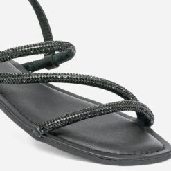 Sandale TEXTO Noire En Cuir à Brides Strassées -Univers Chaussure Magasin WWWERM 10385761300 4