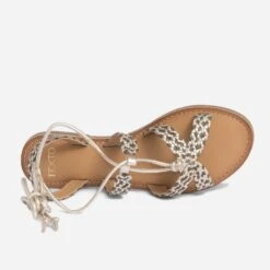 Sandale TEXTO Dorée Et Kaki En Cuir Tressé -Univers Chaussure Magasin WWWERM 10385761309 3