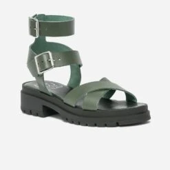 Sandale TEXTO Kaki En Cuir éco-conçu à Semelle Crantée -Univers Chaussure Magasin WWWERM 10385761327 1