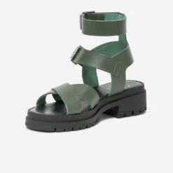 Sandale TEXTO Kaki En Cuir éco-conçu à Semelle Crantée -Univers Chaussure Magasin WWWERM 10385761327 2