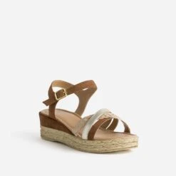 Sandale Compensée Camel En Cuir Velours -Univers Chaussure Magasin WWWERM 10385920268 1