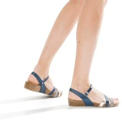 Sandale Anatomique Compensée Marine Et Or En Cuir -Univers Chaussure Magasin WWWERM 10385920280 10