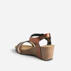 Sandale Compensée Anatomique Marron En Cuir Métallisé -Univers Chaussure Magasin WWWERM 10385920289 3