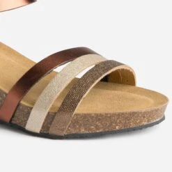 Sandale Compensée Anatomique Marron En Cuir Métallisé -Univers Chaussure Magasin WWWERM 10385920289 5