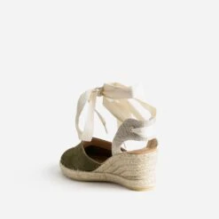 Espadrille Compensée Kaki En Cuir Velours -Univers Chaussure Magasin WWWERM 10385920300 3