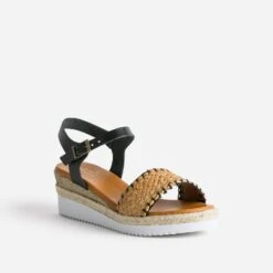 Sandale Compensée Noire éco-conçue En Cuir -Univers Chaussure Magasin WWWERM 10385920308 1