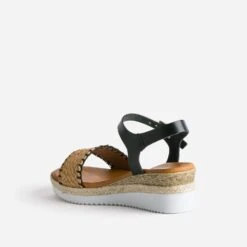 Sandale Compensée Noire éco-conçue En Cuir -Univers Chaussure Magasin WWWERM 10385920308 3