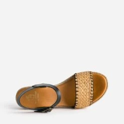 Sandale Compensée Noire éco-conçue En Cuir -Univers Chaussure Magasin WWWERM 10385920308 4