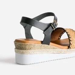 Sandale Compensée Noire éco-conçue En Cuir -Univers Chaussure Magasin WWWERM 10385920308 5