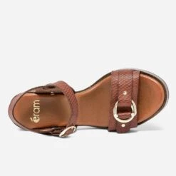 Sandale Cognac En Cuir Embossé Avec Anneaux 12 Sandale Cognac En Cuir Embossé Avec Anneaux -Univers Chaussure Magasin WWWERM 10386340069 3