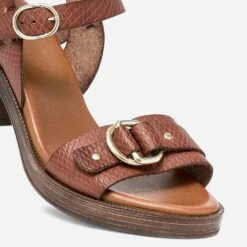 Sandale Cognac En Cuir Embossé Avec Anneaux 13 Sandale Cognac En Cuir Embossé Avec Anneaux -Univers Chaussure Magasin WWWERM 10386340069 4