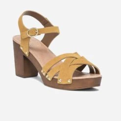Sandale-sabot TEXTO Jaune En Cuir Velours éco-conçu -Univers Chaussure Magasin WWWERM 10386340079 1