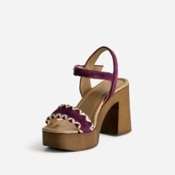 Sandale TEXTO Prune En Cuir Velours Brodé -Univers Chaussure Magasin WWWERM 10386340119 2